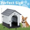 26 inch Plastic Dog House, Indoor Outdoor Doghouse Pet House with Air Vents and Elevated Floor