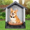 26 inch Plastic Dog House, Indoor Outdoor Doghouse Pet House with Air Vents and Elevated Floor