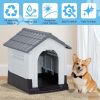 26 inch Plastic Dog House, Indoor Outdoor Doghouse Pet House with Air Vents and Elevated Floor