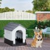 26 inch Plastic Dog House, Indoor Outdoor Doghouse Pet House with Air Vents and Elevated Floor