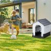 26 inch Plastic Dog House, Indoor Outdoor Doghouse Pet House with Air Vents and Elevated Floor