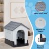 26 inch Plastic Dog House, Indoor Outdoor Doghouse Pet House with Air Vents and Elevated Floor