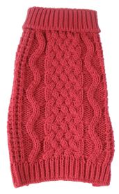 Swivel-Swirl Heavy Cable Knitted Fashion Designer Dog Sweater (size: large)